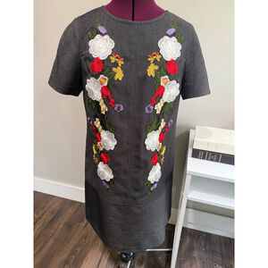 Embroidered Nicole Miller Denim Dress Size 8